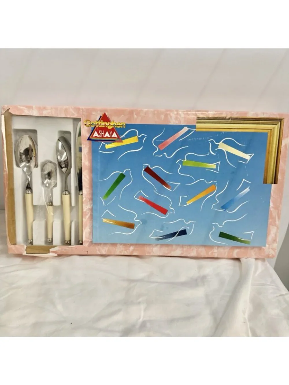Gottingen Ashaya Stainless Flatware Ball End Cream Handles Space Age Retro Set